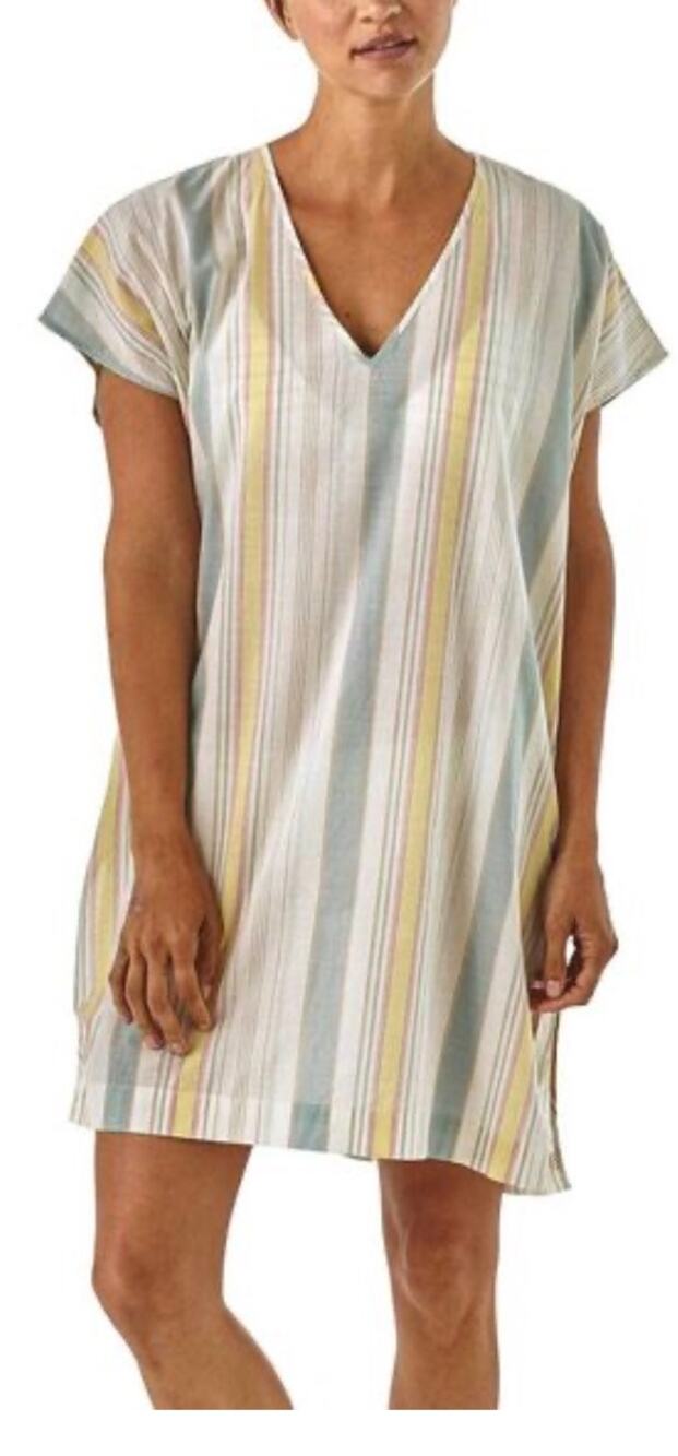 Patagonia swim cover up beach cover XS organic cotton hemp resort wear stripes